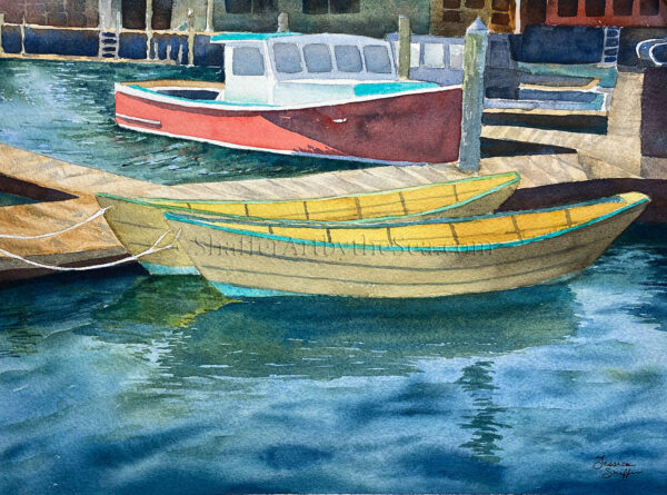 Painting of Fishing Boats in the Gloucester Harbor, ME
