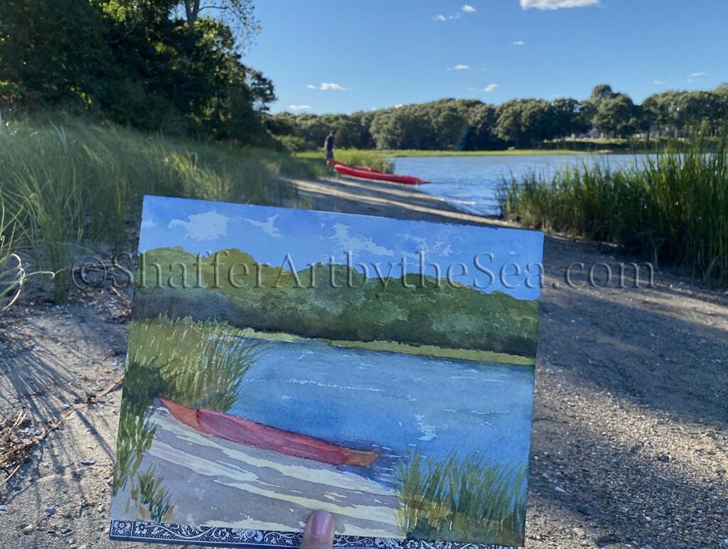 Finished Painting, Kayaks on Cornelius Island