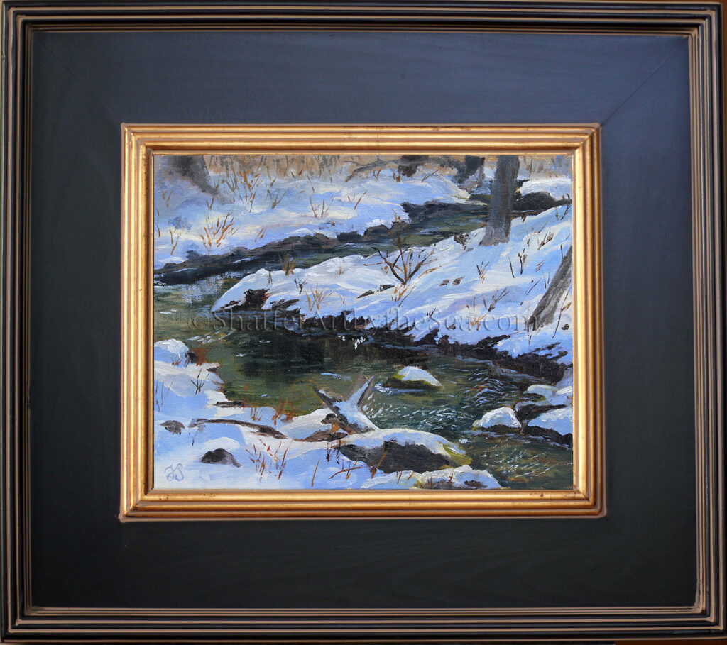 Snow Stream Indian Lake Oil Painting