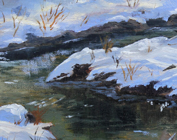 Snow Stream Indian Lake Oil Painting