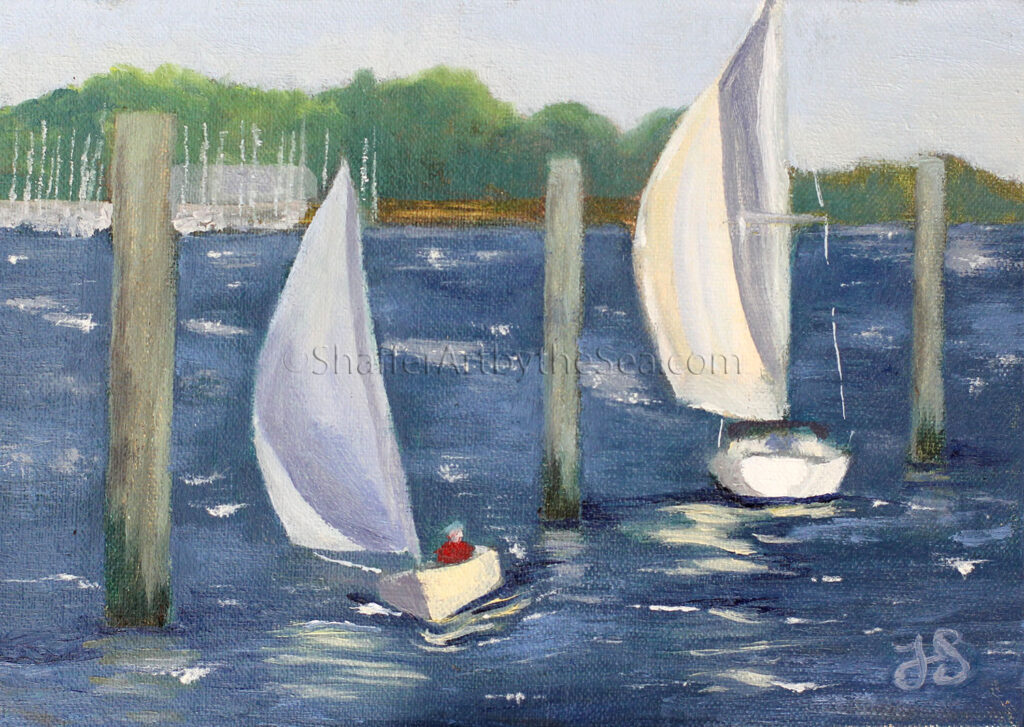 Wickford Harbor oil painting