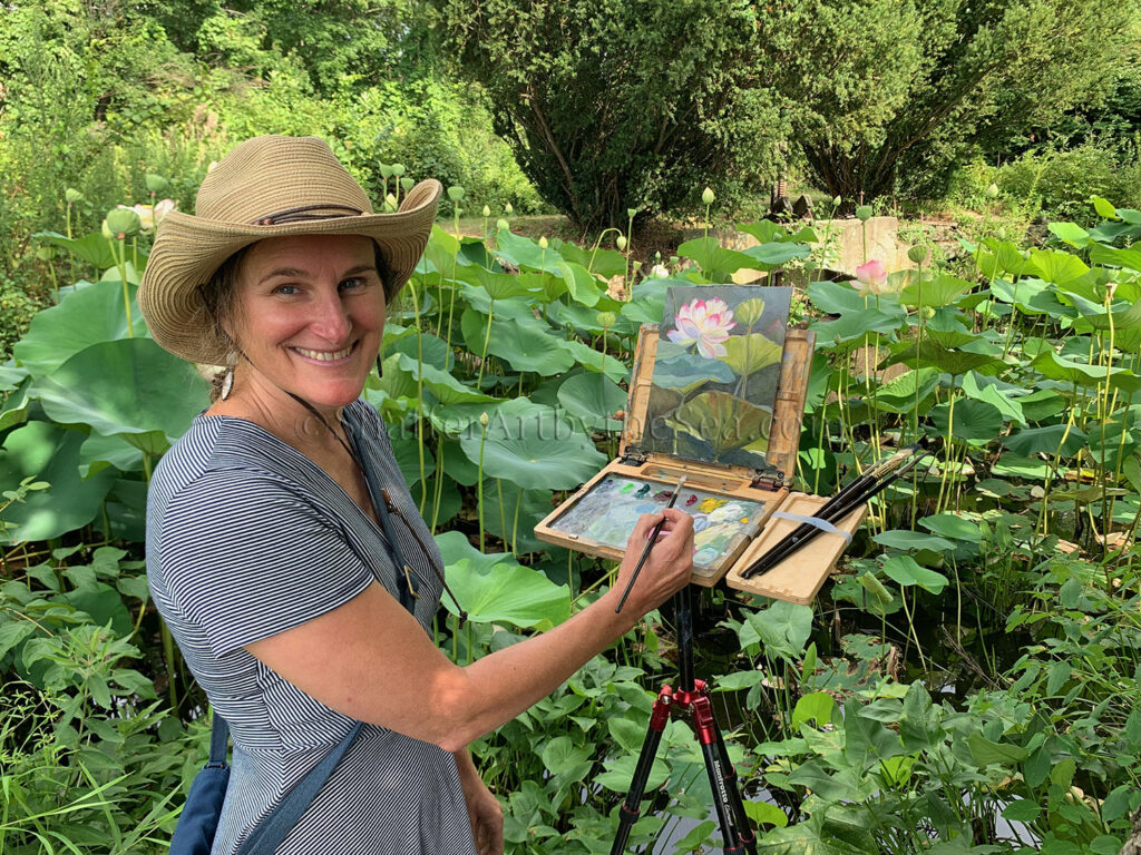 Lotus Pond, Wickford, Rhode Island painting