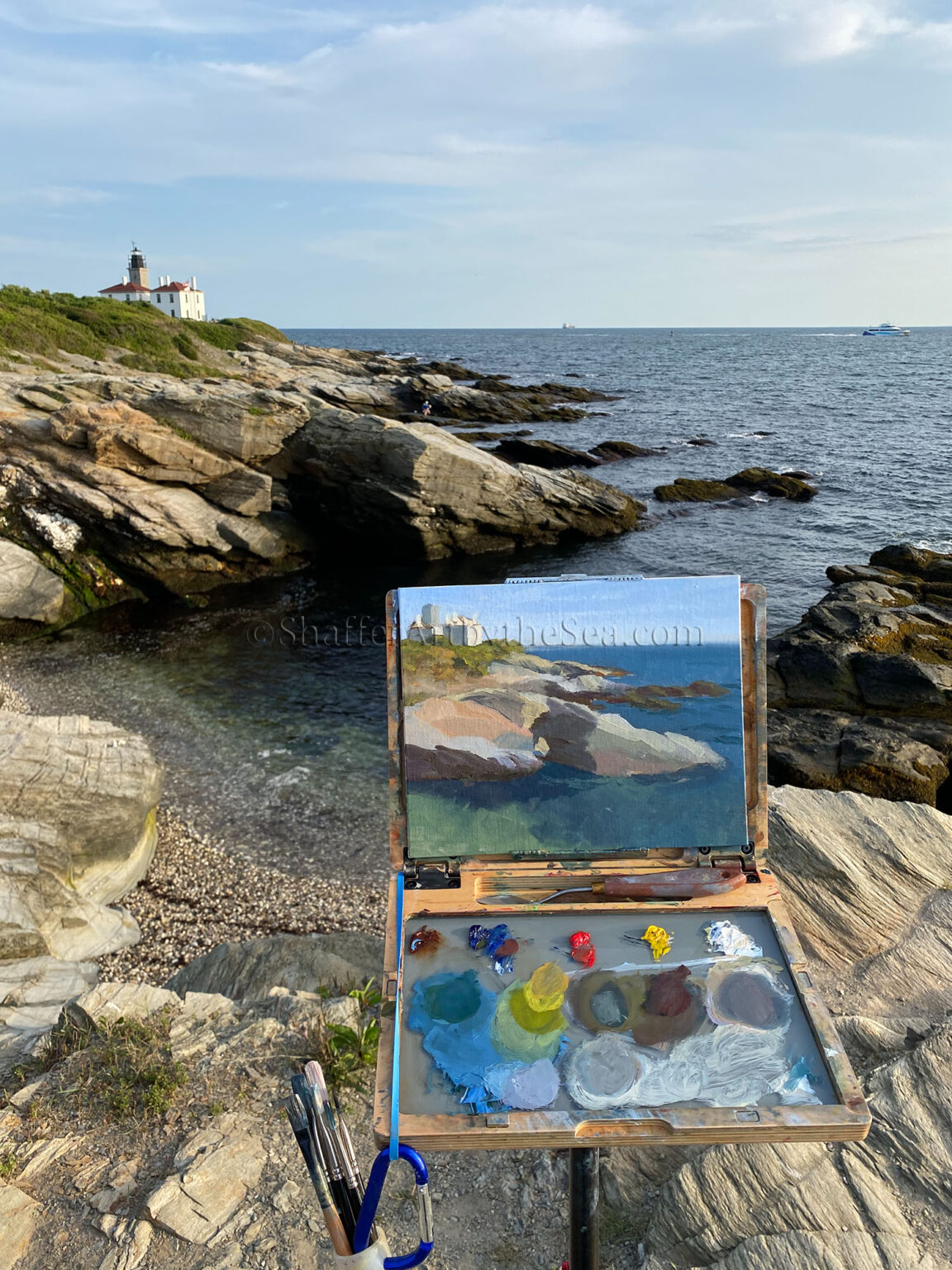 Painting Beavertail Lighthouse, Jamestown, RI - Jessica Shaffer Fine Art