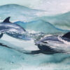 'Channel Islands Dolphins' plein air watercolor on Arches paper