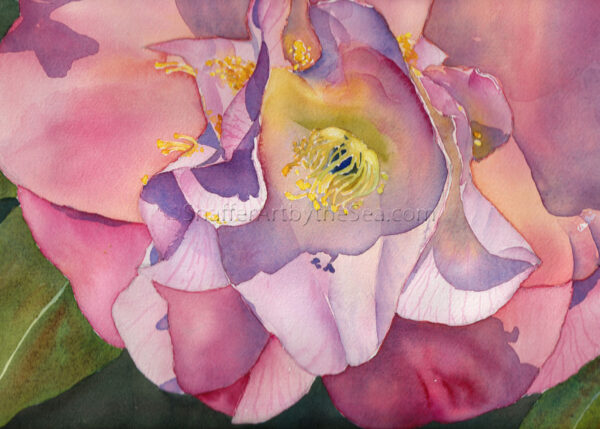 Camellia Flower watercolor greeting card