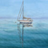 Maine sailboat at mooring greeting card