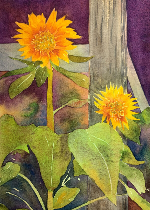 Sunflowers watercolor greeting card