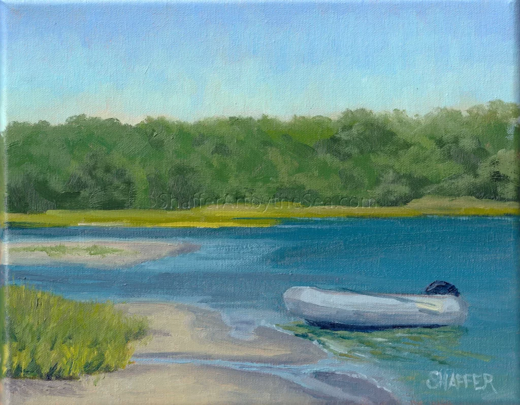 'River Days', original plein air painting of Narrow River Inlet, Narragansett, R.I. 8 x 10 inches, $175