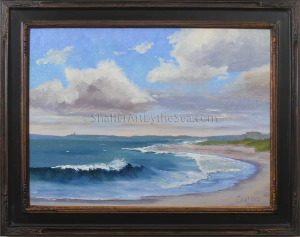 Summer Sunshine: Scarborough Beach, RI seascape oil painting | 12 x 16 in