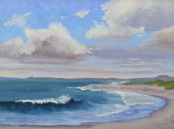 Summer Sunshine: Scarborough Beach, RI seascape oil painting | 12 x 16 in