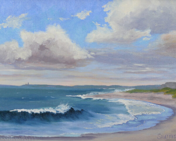 Summer Sunshine: Scarborough Beach, RI seascape oil painting | 12 x 16 in