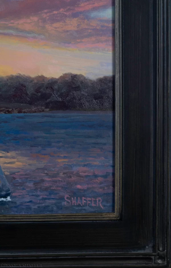 Last Tack Home: sailboats at sunset oil painting Newport, RI | 20 x 16 in - Image 3