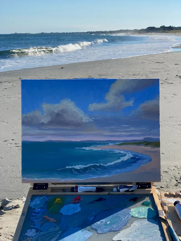 Summer Sunshine: Scarborough Beach, RI seascape oil painting | 12 x 16 in - Image 4