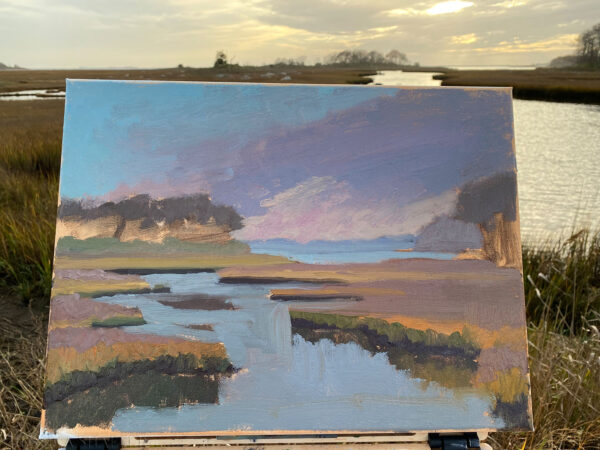 Plein air block in of marsh and outer barrier islands