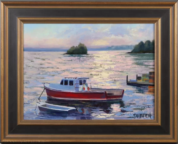 Friendship Cove Sunset: harbor oil painting Friendship, ME | 9 x 12 in