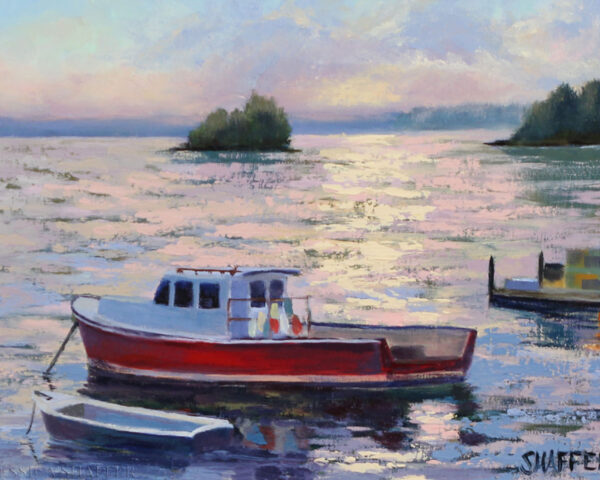 Friendship Cove Sunset: harbor oil painting Friendship, ME | 9 x 12 in