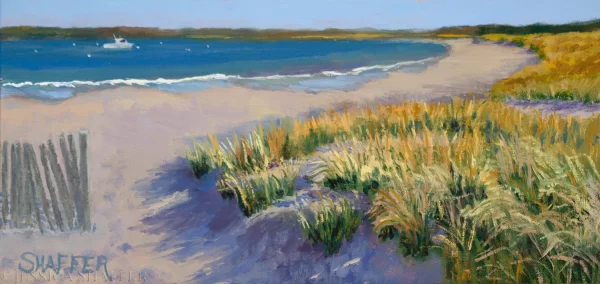 ‘Third Beach Dunes’, plein air landscape oil painting, 6 x 12 inches