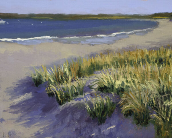 ‘Third Beach Dunes’, plein air landscape oil painting, 6 x 12 inches