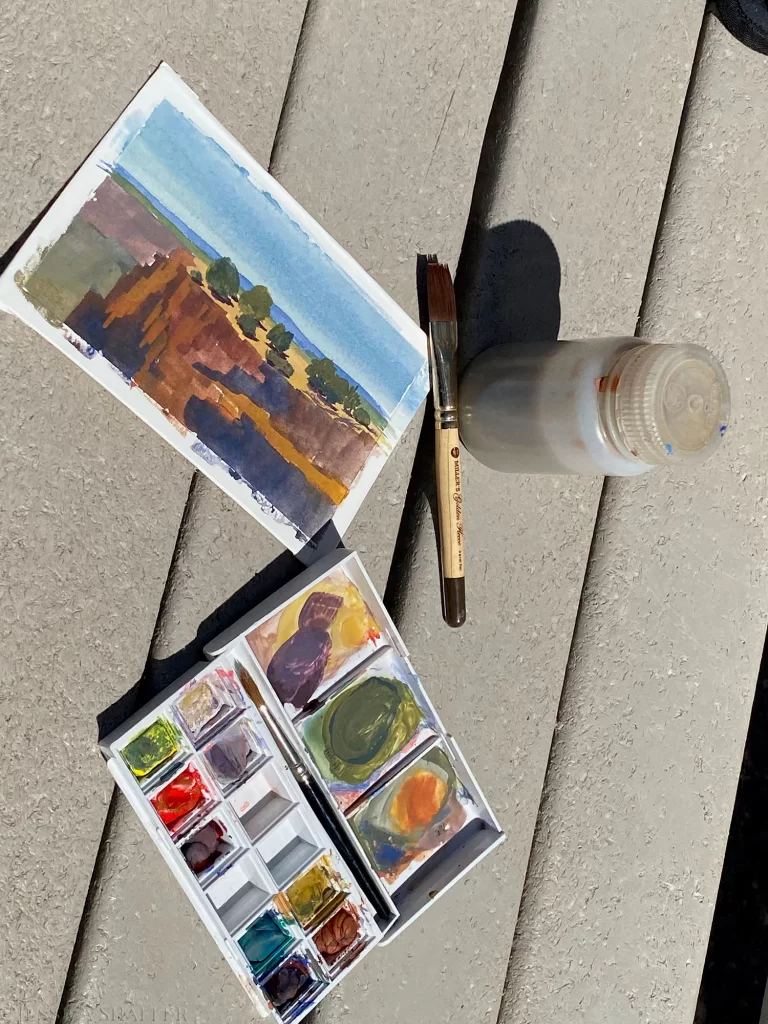 Gouache Setup for Hiking