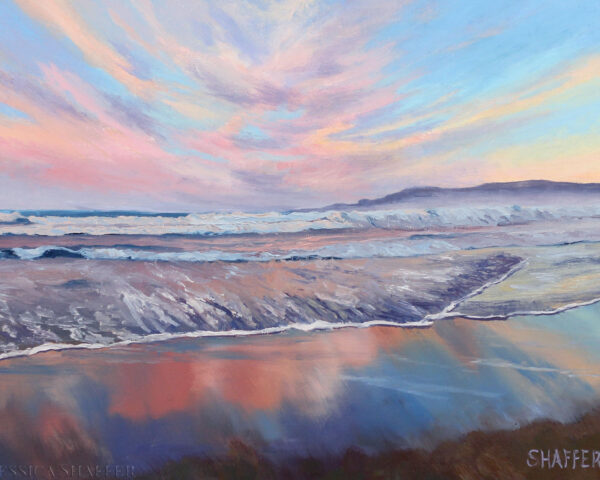 Sunset Seascape Oil Painting of Narragansett Town Beach, Narragansett, Rhode Island