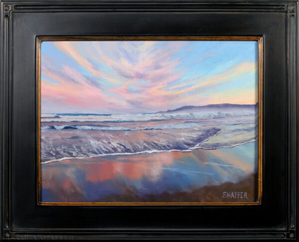 Framed 'Wild Sunset' original beach art, 16 x 12 inches, by local artist Jessica Shaffer