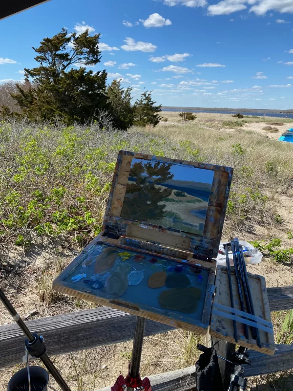 Plein air painting at Napatree Point, Watch Hill, RI