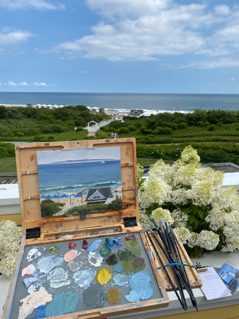 Plein air oil painting at the Ocean House Watch Hill, Rhode Island