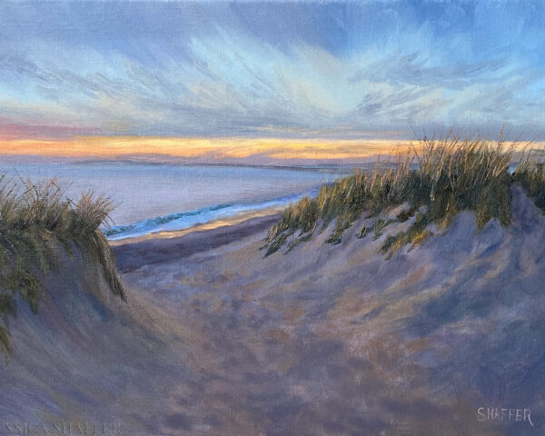 ‘The Sky is the Limit’ oil painting of sunset on the beach dunes | 12 x 16 inches