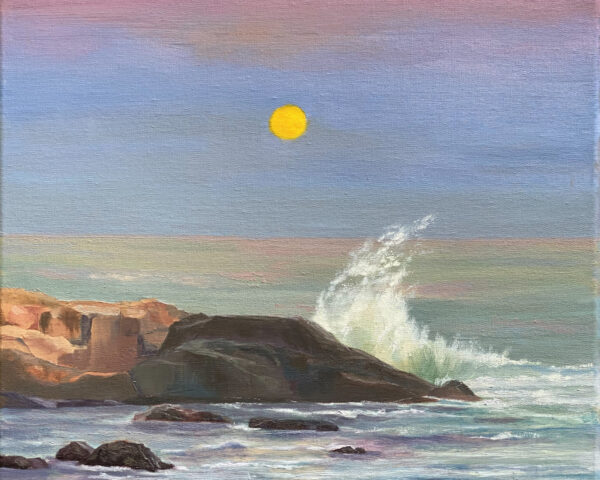 Hunter’s Moon Rising: oil painting of Black Point, Narragansett, RI | 20 x 16 in