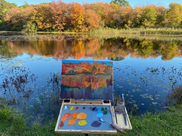 Plein air painting at Old Mountain Field, Wakefield, MA