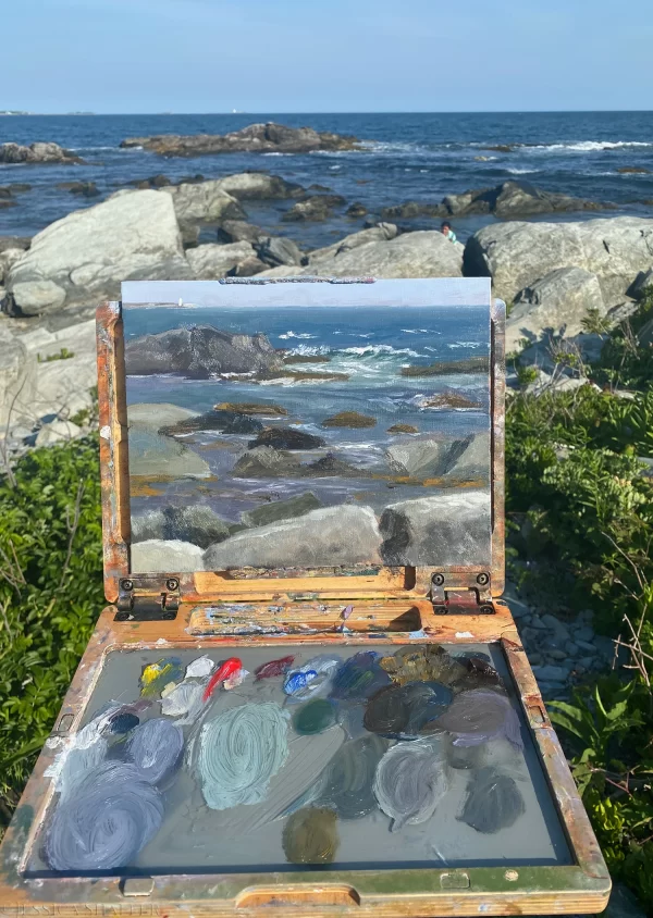 Plein air painting at Sachuest Point