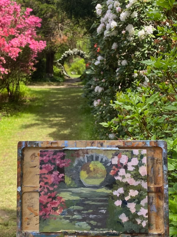 Plein air painting at Kinney Azalea Garden