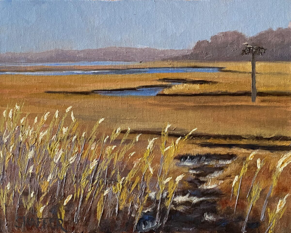 Meadow Spirits: landscape oil painting of the marsh meadows Jamestown, Rhode Island