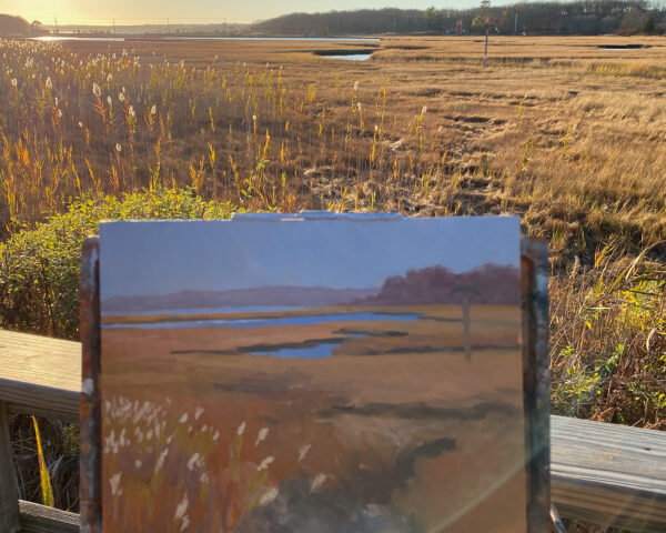 Meadow Spirits: landscape oil painting of the marsh meadows Jamestown, Rhode Island