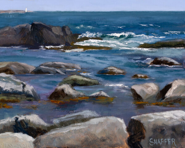 Sachuest Point Rocks: seascape oil painting Middletown, RI | 8 x 10 in